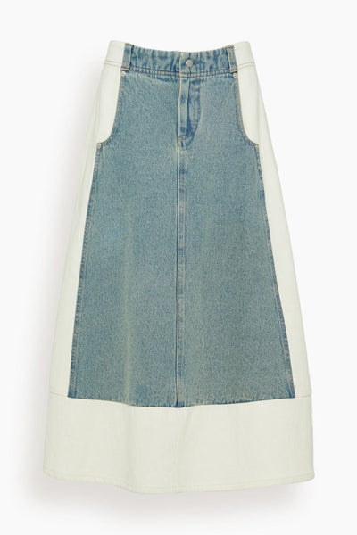 Liam Pieced Denim Skirt in Blue