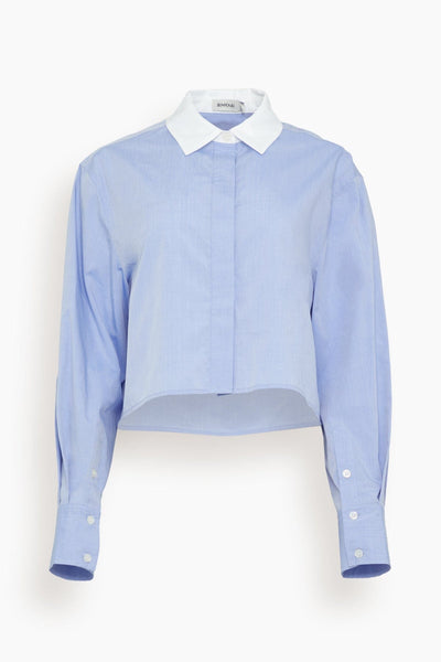 Pipper Long Sleeve Cropped Shirt in Chambray Blue Multi