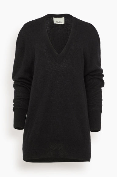 Isabel Marant Sweaters Larana Oversized V-Neck Sweater in Black