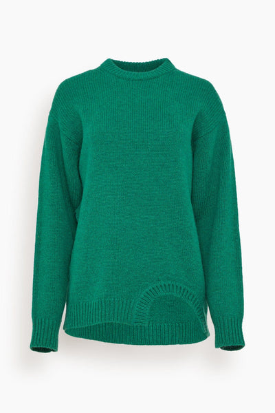 Soft Lambswool Sweater With Cut Out Detail in Green