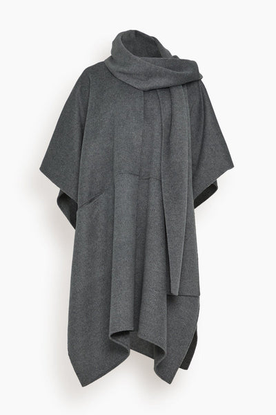 Double Scarf Coat in Mid Grey Melange