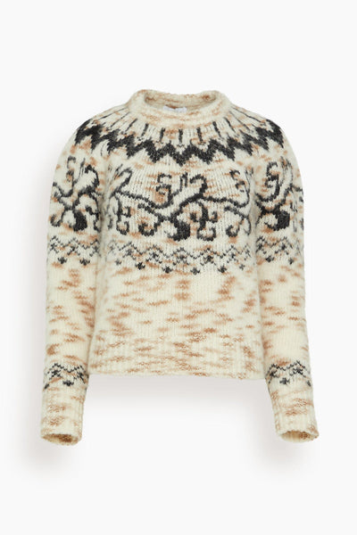 Duke Fair Isle Knit Top in Cream/Taupe/Black Multi