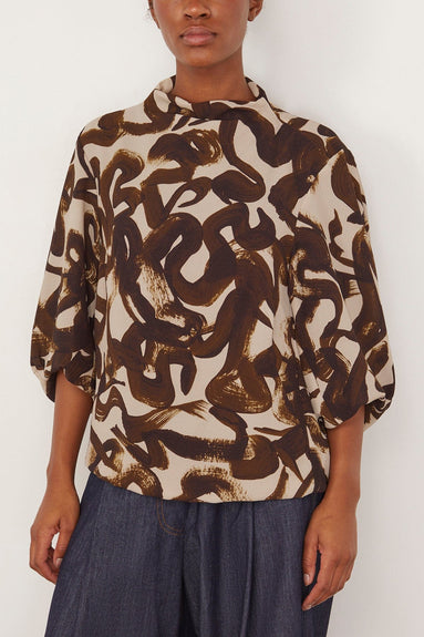 Dries Van Noten Tops Clari Printed Shirt in Brown Dries Van Noten Clari Printed Shirt in Brown