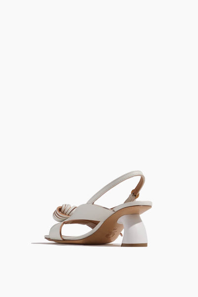 Dries Van Noten Strappy Heels Knot Fringe Sandal in White Dries Van Noten Knot Fringe Sandal in White