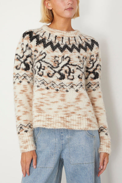 Tanya Taylor Sweaters Duke Fair Isle Knit Top in Cream/Taupe/Black Multi Tanya Taylor Duke Fair Isle Knit Top in Cream/Taupe/Black Multi