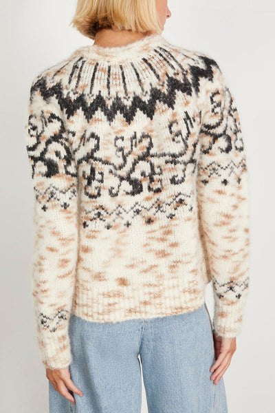 Tanya Taylor Sweaters Duke Fair Isle Knit Top in Cream/Taupe/Black Multi Tanya Taylor Duke Fair Isle Knit Top in Cream/Taupe/Black Multi