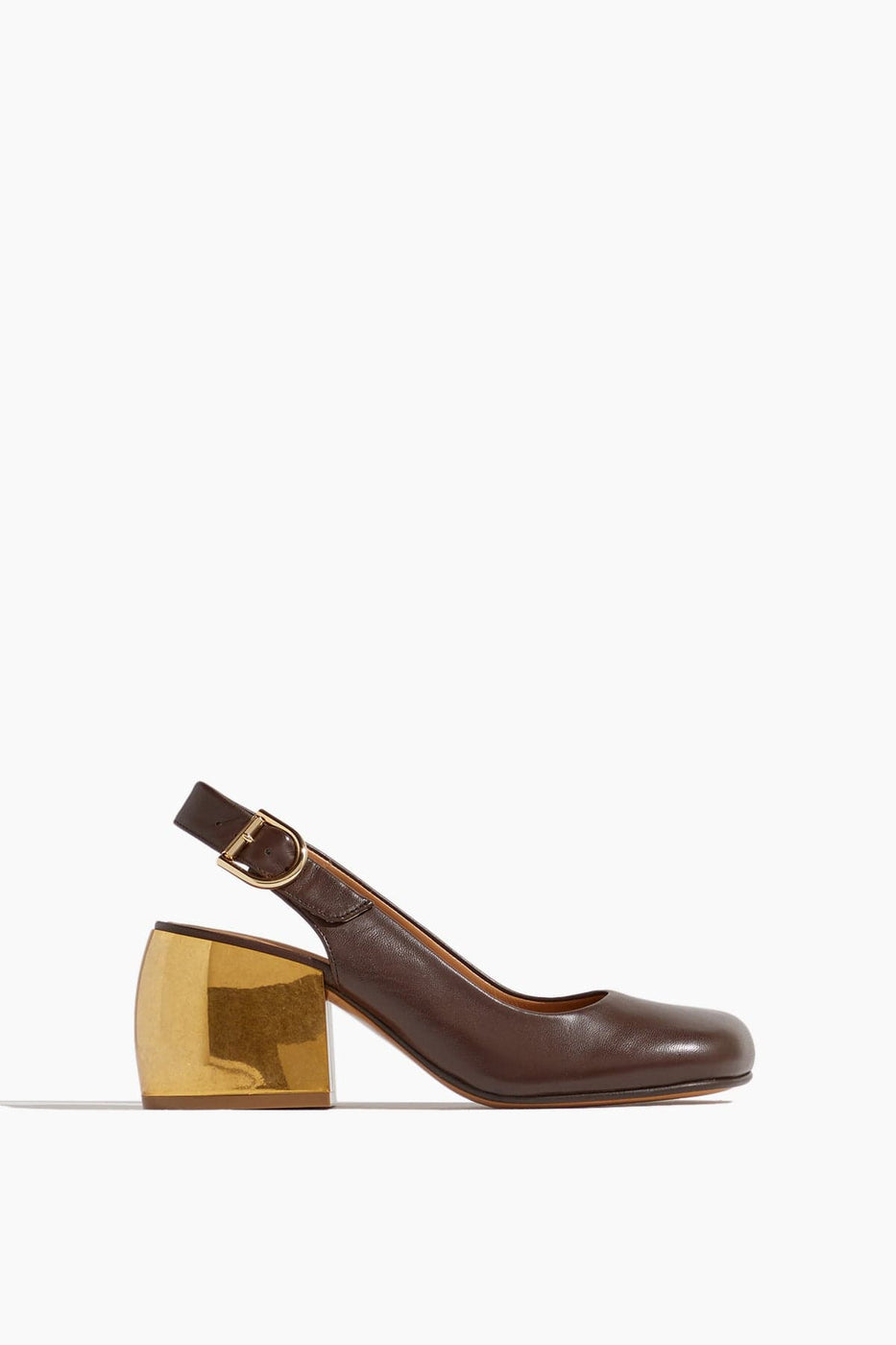 Dries Van Noten Pumps Sling Back Pump with Gold Heel in Brown