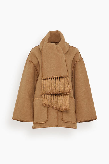 Toteme Jackets Embroidered Scarf Jacket in Camel