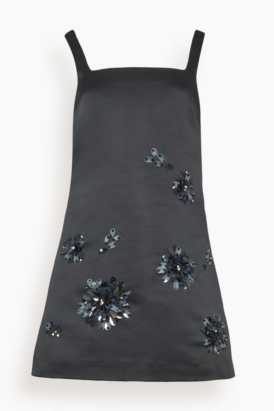 Tanya Taylor Cocktail Dresses Barton Embellished Satin Dress in Black Tanya Taylor Barton Embellished Satin Dress in Black