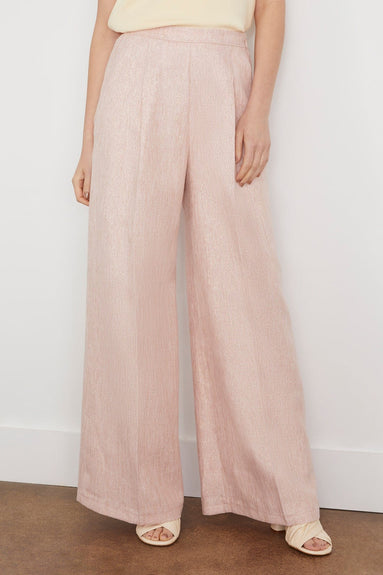 Forte Forte Pants Linen Lurex Micro Herringbone Wide Leg Pants in Petalo