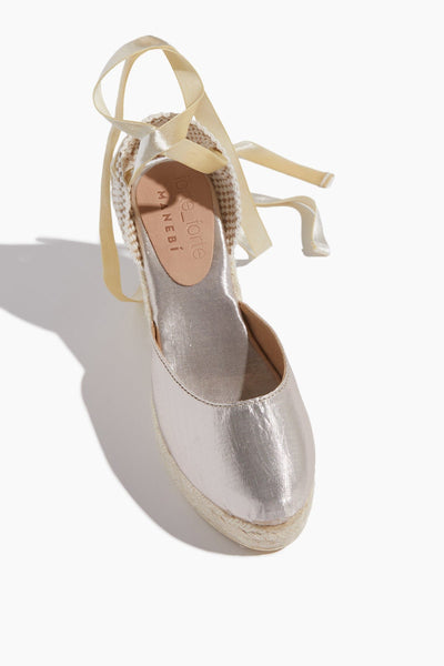 Forte Forte Strappy Heels Laminated Wedge Espadrilles in Silver Forte Forte Laminated Wedge Espadrilles in Silver