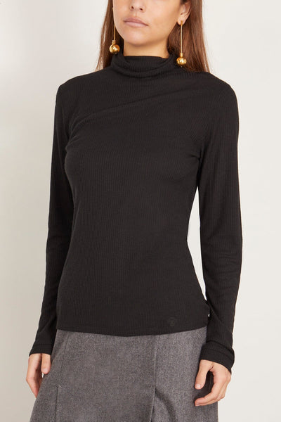 Loulou Studio Tops Gallinara Turtleneck T-Shirt in Black Gallinara Turtleneck T-Shirt in Black