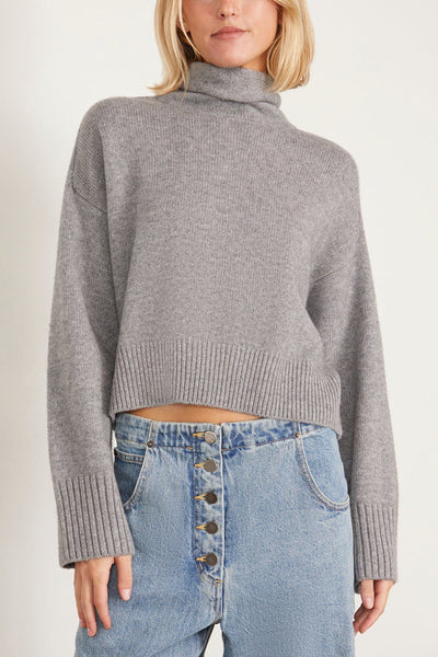 Loulou Studio Sweaters Stintino Collar Sweater in Grey Melange Stintino Collar Sweater in Grey Melange