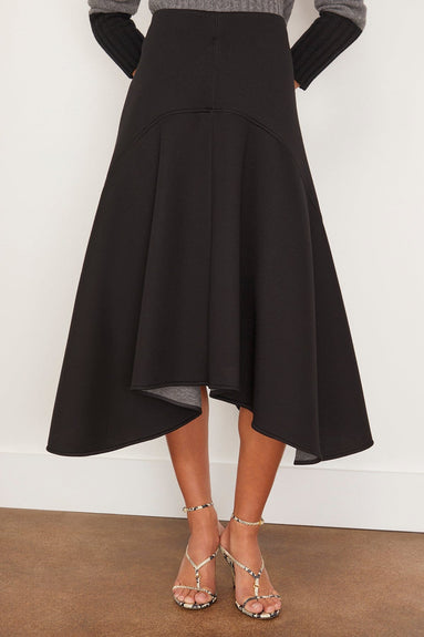 Plan C Skirts Asymmetric Hem Scuba Skirt in Black Plan C Asymmetric Hem Scuba Skirt in Black