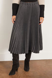 Plan C Skirts Pleated Tweed Skirt in Melange Black/White