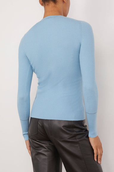 Proenza Schouler Sweaters Agnes Henley Sweater in Light Blue Proenza Schouler Agnes Henley Sweater in Light Blue