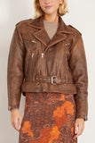 R13 Jackets Exaggerated Shoulder Motorcycle Jacket in Brown Leather R13 Exaggerated Shoulder Motorcycle Jacket in Brown Leather