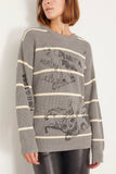 R13 Sweaters Striped Boyfriend Sweater in Heather Grey R13 Striped Boyfriend Sweater in Heather Grey