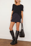 R13 Tops V-Neck Boxy Seamless T-Shirt in Cashmere Black R13 V-Neck Boxy Seamless T-Shirt in Cashmere Black