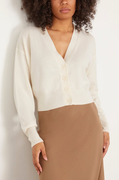 Sablyn Sweaters Adele Cropped V-Neck Cardigan in Gardenia Sablyn Adele Cropped V-Neck Cardigan in Gardenia