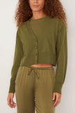 Sablyn Sweaters Adele Cropped V-Neck Cardigan in Olive Sablyn Adele Cropped V-Neck Cardigan in Olive