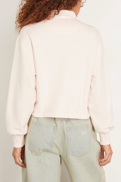 Sablyn Sweatshirts Holden Cropped Henley Sweatshirt in Mallow Sablyn Holden Cropped Henley Sweatshirt in Mallow