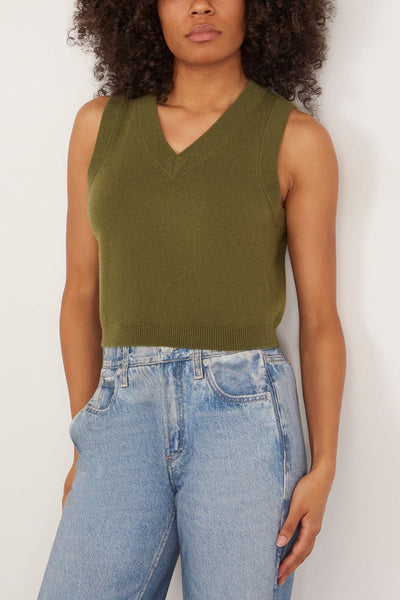 Sablyn Tops Sterling Cropped V-Neck Boxy Tank in Olive Sablyn Sterling Cropped V-Neck Boxy Tank in Olive