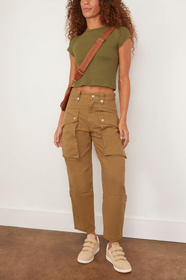 Sablyn Tops Yael Cropped Crewneck Baby Tee in Olive Sablyn Yael Cropped Crewneck Baby Tee in Olive