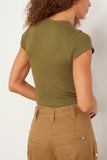 Sablyn Tops Yael Cropped Crewneck Baby Tee in Olive Sablyn Yael Cropped Crewneck Baby Tee in Olive