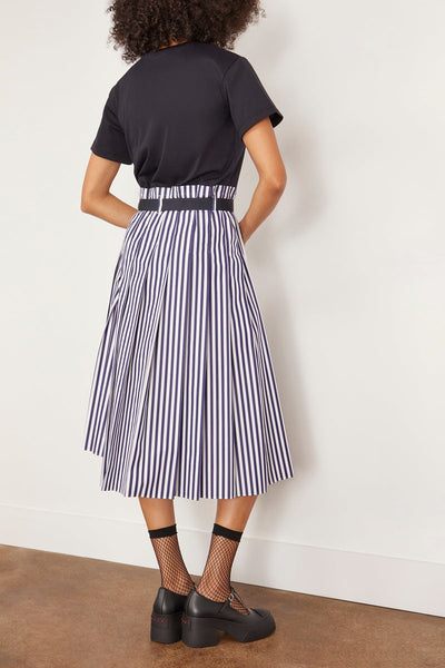 Sacai Casual Dresses Cotton Poplin x Cotton Jersey Dress in Navy Stripe Sacai Cotton Poplin x Cotton Jersey Dress in Navy Stripe