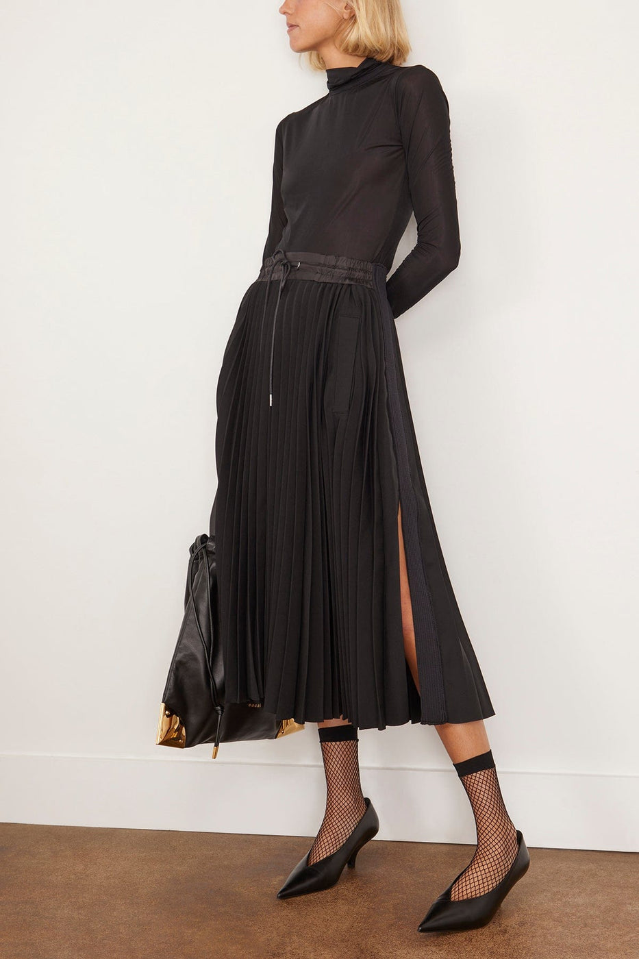 Sacai Skirts Technical Jersey Skirt in Black Sacai Technical Jersey Skirt in Black