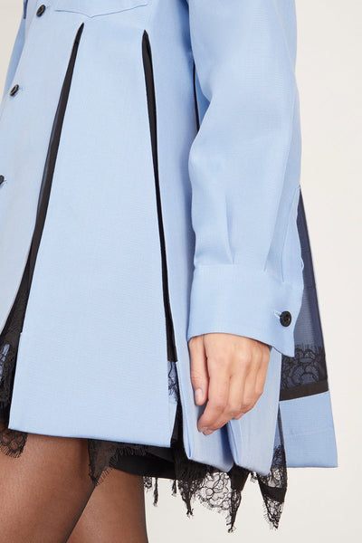 Sacai Dresses Double Faced Silk Cotton Shirt Dress in Blue Double Faced Silk Cotton Shirt Dress in Blue