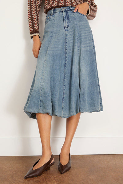 Amari Denim Bubble Skirt in Blue