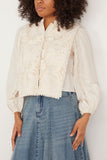 Sabine Embroidery Long Sleeve Top in Cream