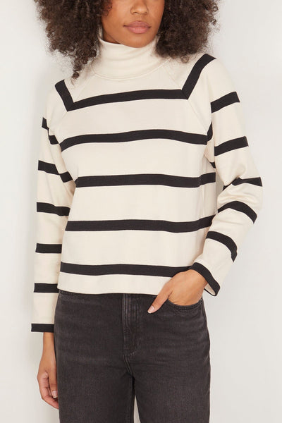 Tanya Taylor Tops Brinkley Top in Cream/Black Wide Stripe