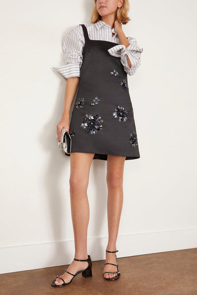 Tanya Taylor Cocktail Dresses Barton Embellished Satin Dress in Black Tanya Taylor Barton Embellished Satin Dress in Black