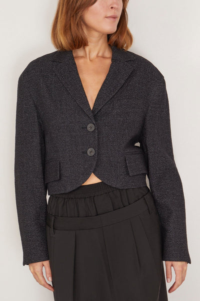 Tibi Jackets Kian Glenplaid Cropped Bomber Blazer in Grey Multi Tibi Kian Glenplaid Cropped Bomber Blazer in Grey Multi