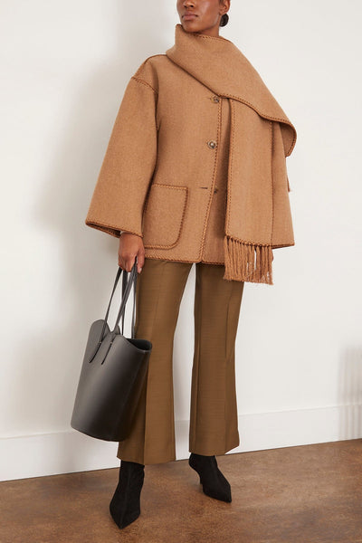 Toteme Jackets Embroidered Scarf Jacket in Camel