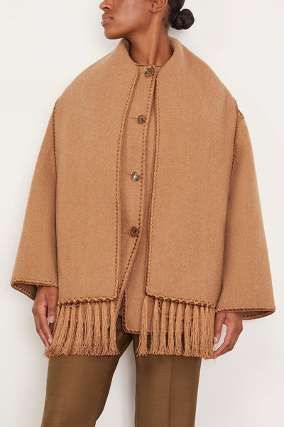 Toteme Jackets Embroidered Scarf Jacket in Camel