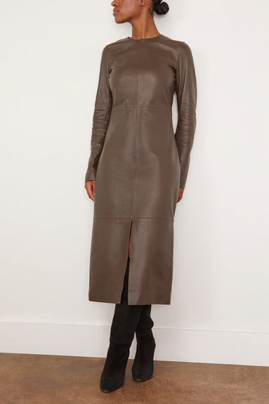 Toteme Casual Dresses Paneled Leather Dress in Bark Toteme Paneled Leather Dress in Bark