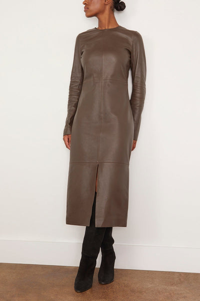 Toteme Casual Dresses Paneled Leather Dress in Bark Toteme Paneled Leather Dress in Bark