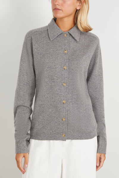 Raglan Sleeve Cashmere Shirt in Grey Melange
