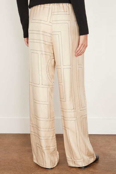 Toteme Pants Monogram Silk Pajama Bottoms in Ivory Toteme Monogram Silk Pajama Bottoms in Ivory