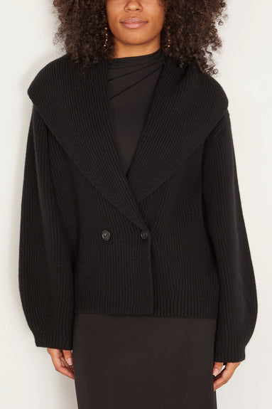 Toteme Sweaters Shawl-Lapel Cardigan in Black Toteme Shawl-Lapel Cardigan in Black