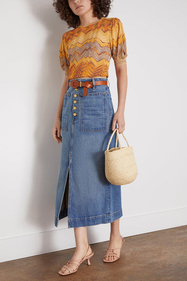 Ulla Johnson Skirts The Bea Skirt in Danube Medium Indigo Wash Ulla Johnson The Bea Skirt in Danube Medium Indigo Wash