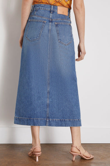 Ulla Johnson Skirts The Bea Skirt in Danube Medium Indigo Wash Ulla Johnson The Bea Skirt in Danube Medium Indigo Wash