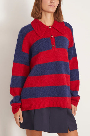 Xirena Sweaters Benton Sweater in Red Blue Benton Sweater in Red Blue