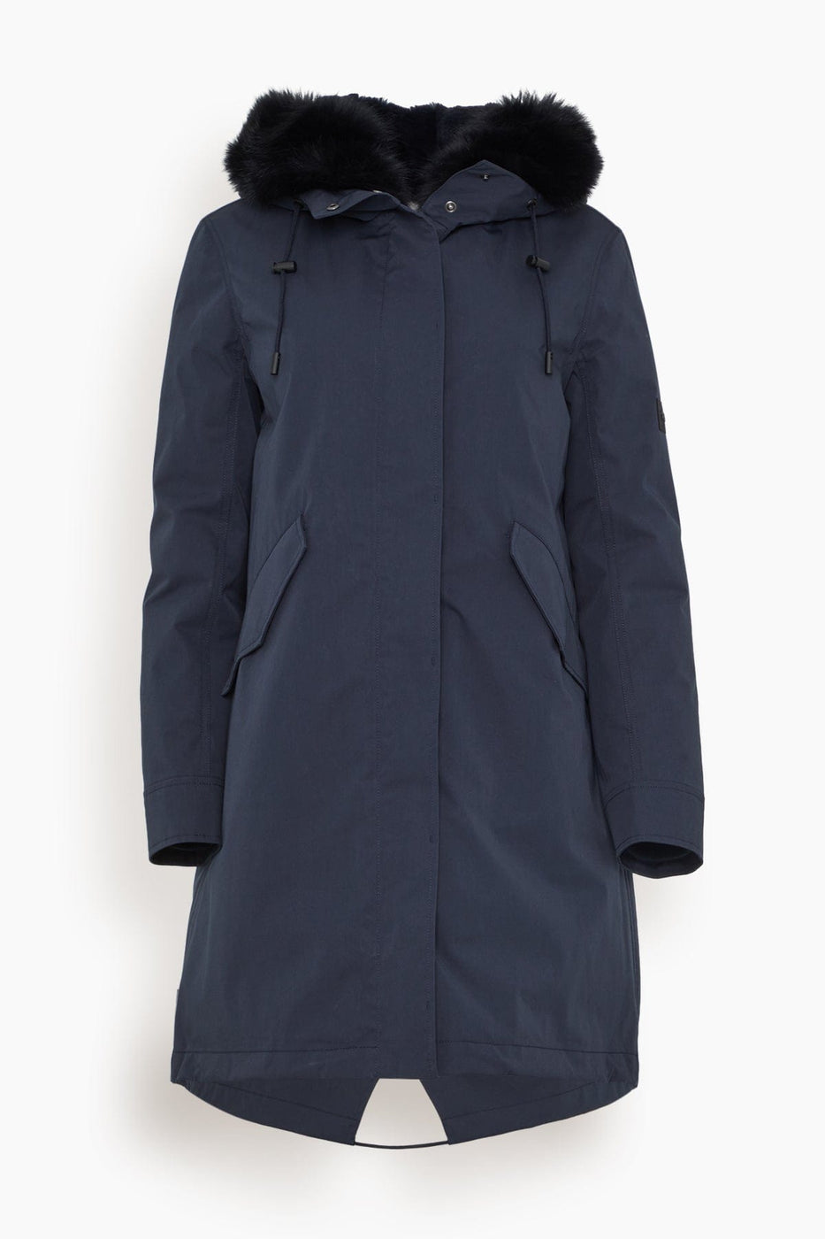 Yves Salomon Coats Cotton Parka Coat with Rabbit/Fox Trim in Ink Yves Salomon Cotton Parka Coat with Rabbit/Fox Trim in Ink