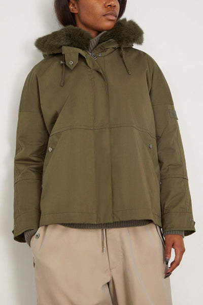 Yves Salomon Coats Cotton Parka Coat with Rabbit/Fox Trim in Hunter Green Yves Salomon Cotton Parka Coat with Rabbit/Fox Trim in Hunter Green