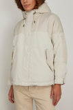 Yves Salomon Coats Parka Mix Coat with Lamb Trim in Fog Yves Salomon Parka Mix Coat with Lamb Trim in Fog